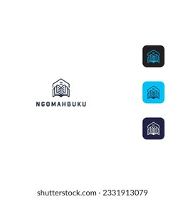 combination concept logo design about home and book in colored style
