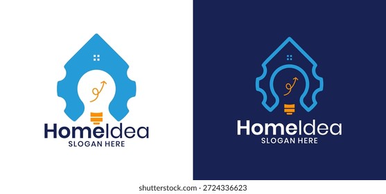 Die Kombination von Haus, Glühbirne, Getriebe schafft eine brillante Logo-Idee für Heimwerker oder Smart-Tech-Unternehmen. Geeignet für Logos oder Branding-Zwecke.
