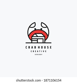 a combination of crab and house, forming a crab house logo.