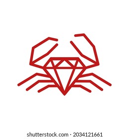 combinación de un logotipo de monolina de cangrejo con un diamante