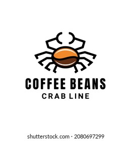 Combination of Crabs line And Coffee Beans, vector Logo Design as you editable