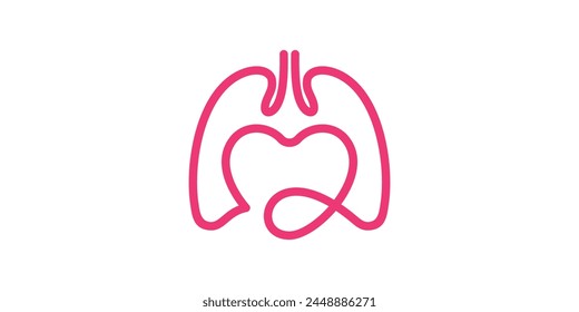 combination of creative lung logo designs with the shapes of love, hearth, care, health, medical, logo design templates, symbols, icons, vectors, creative ideas.