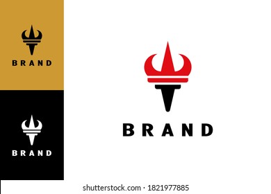 Kombination von Krone und Fackel, die Gewinner Logo-Illustration. Modernes, elegantes und einfaches Logo-Design.