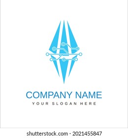 Combination of crystal shaped vector with circuit system logo