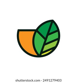 combination of cups and green leaves logo vector