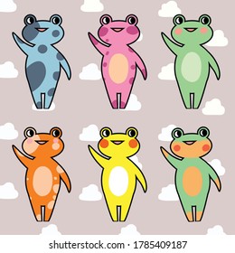 A combination of cute and funny frogs