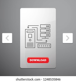 Combination, data, database, electronic, information Line Icon in Carousal Pagination Slider Design & Red Download Button