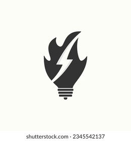 Combination design Fire Bulb and Thunderbolt for your best company logo. Vector illustration