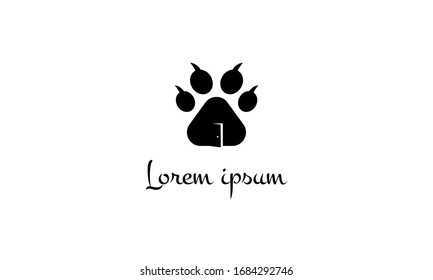 a combination of a dog's house and paw, forming a dog's house logo.