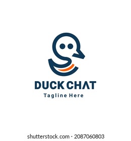 Kombinations-Duck- und Chat-Ikone mit Stil-Minimalismus auf weißem Hintergrund, Vektorgrafik-Logo-Design bearbeitet