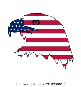 La combinación de la cabeza de un águila con la bandera estadounidense, un fondo rayado y blanco es un signo de ilustración vectorial del Día Nacional del Águila Americana.