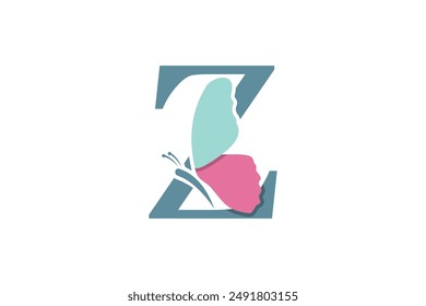 combination of an elegant butterfly design with the letter z