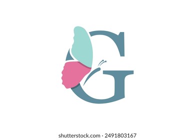 combination of an elegant butterfly design with the letter g