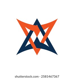 Combination elements triangle logo. Abstract symbol business logotype.