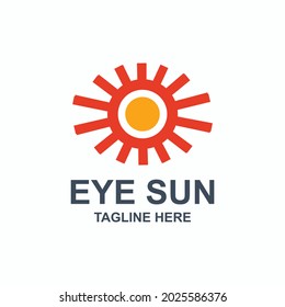 Combination eye and sun , Logo Design Vector, Abstract emblem, design concept, logotype element , template, can you editable as you wish.
