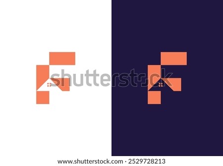 combination of F logo and simple house design