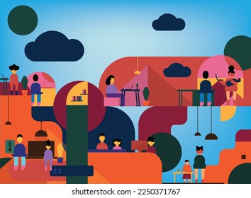 a combination of families are working and doing a lot of things at home 
