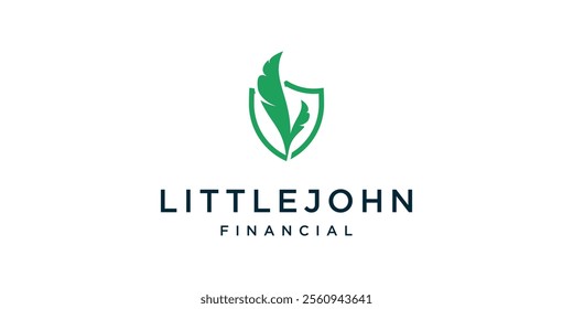Combination of Feather and Shield Icon Vector Design, luxury logo editable law