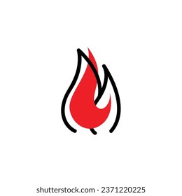 combination of fire lines and burning flames logo vector