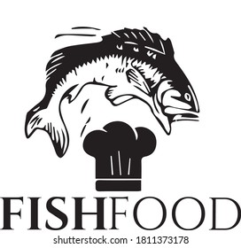 Combination of fish and chef hat for fish restaurants