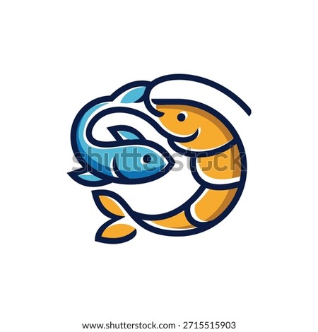 combination fish and shrimp logo