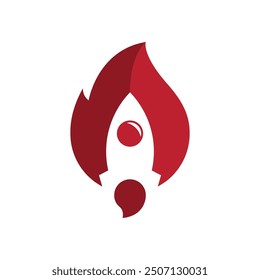 combination of flames and a spaceship taking off logo vector