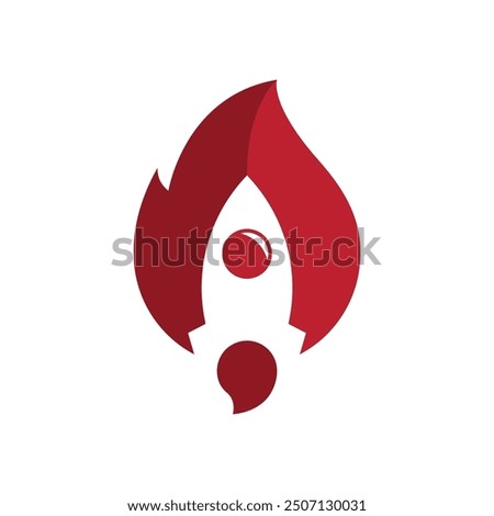 combination of flames and a spaceship taking off logo vector