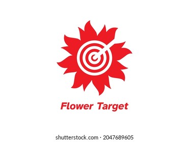 Combination of flower with arrow target to form a minimalist logo, Vector Template