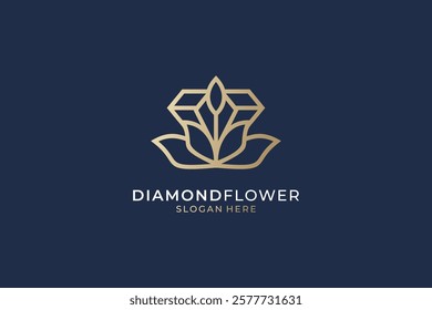 combination of flower and diamond monoline logo,cosmetics, Jewelry, Jewelry, Beauty, Health Care, Beauty Salon, Boutique, Spa.
