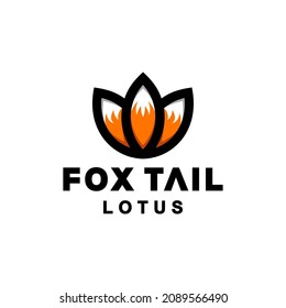 Combination flower lotus and fox tail in white background , template vector logo design 