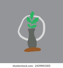 combination of flower vase and abstract