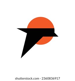 combination of flying black little bird and orange sun logo vector
