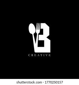 Combination fork and spoon flat B letter logo design. Vector EPS10
