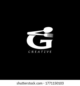 Combination fork and spoon flat G letter logo design. Vector EPS10