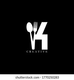 Combination fork and spoon flat K letter logo design. Vector EPS10