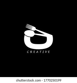 Combination fork and spoon flat O letter logo design. Vector EPS10