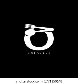Combination fork and spoon flat O letter logo design. Vector EPS10