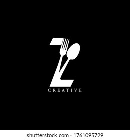 Combination fork and spoon flat Z letter logo design. Vector EPS10
