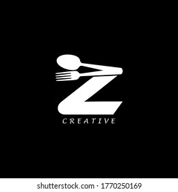 Combination fork and spoon flat Z letter logo design. Vector EPS10