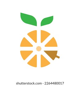 combination of fresh oranges and cursor logo vector