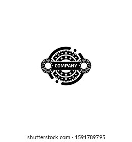 Combination of gear and circle logo design vector