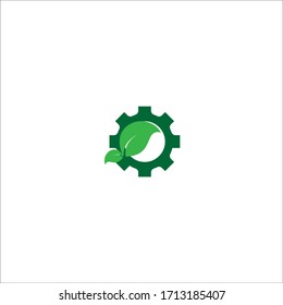 Combinación de la iluminación del icono del logotipo de la hoja verde y del engranaje