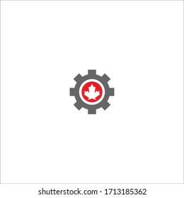 Combination of gear and maple leaf logo icon illustation