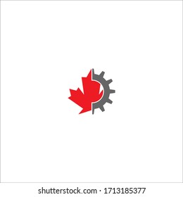 Combination of gear and maple leaf logo icon illustation