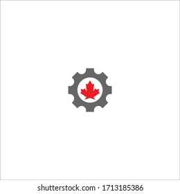 Combination of gear and maple leaf logo icon illustation