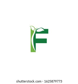 Combination of green leaf and initial letters F logo design vectors