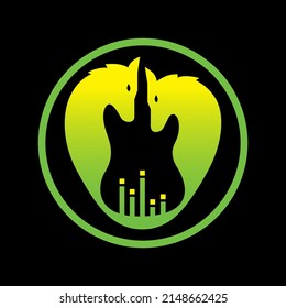 a combination of guitar pick and green wolf