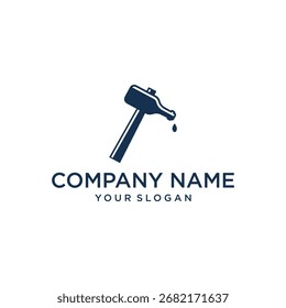 Martillo de combinación con Ilustración vectorial de logotipo de botella