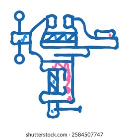 combination hand vice doodle icon sketch vector. combination hand vice sign. isolated symbol illustration