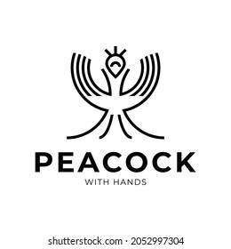 Combination Hands Peacock Logo Vector Stock Vector (royalty Free 